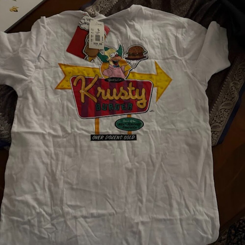 WHITE KRUSTY BURGER GRAPHIC TEE